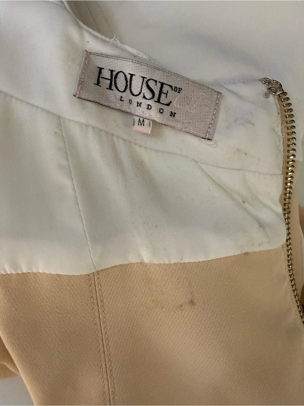 HOUSE OF CB White Corset Bodice & Beige Lace-Up Mini Dress Size Medium - Picture 6 of 8